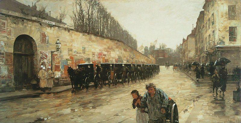 Une averse, rue Bonaparte, Childe Hassam